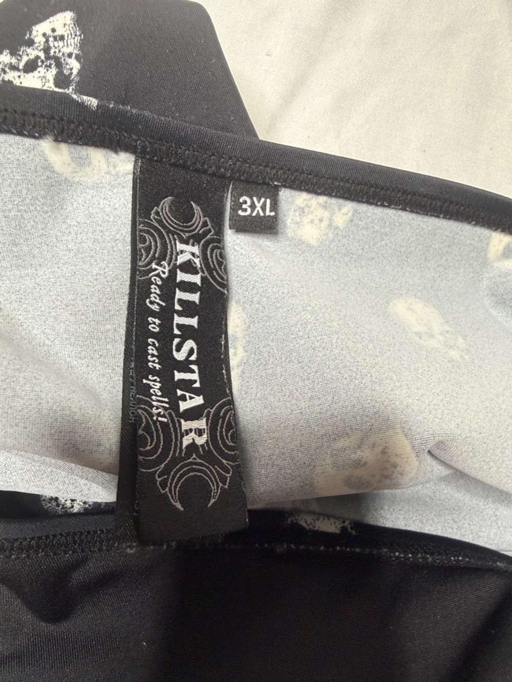 Killstar Black Halter Cutout One-Piece Swimsuit with White Skull Print - Picture 7 of 8